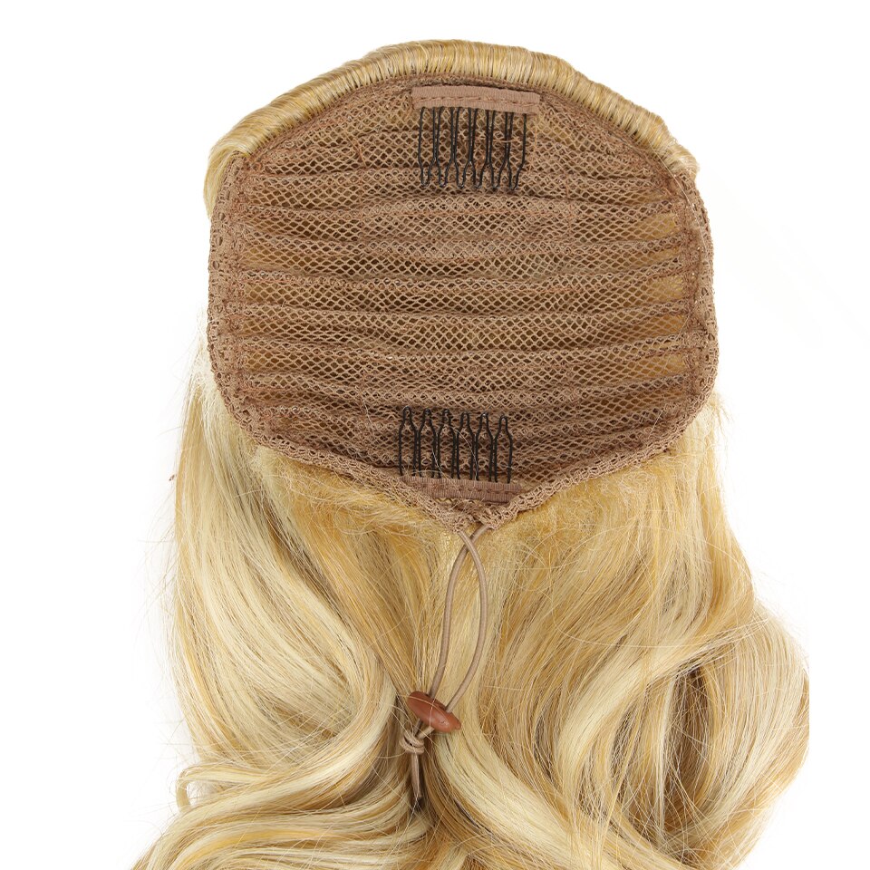 Extensiones de coleta Rubia de 26 pulgadas, coleta de onda suelta con cordón, peluca con Clip, pelo de color gris