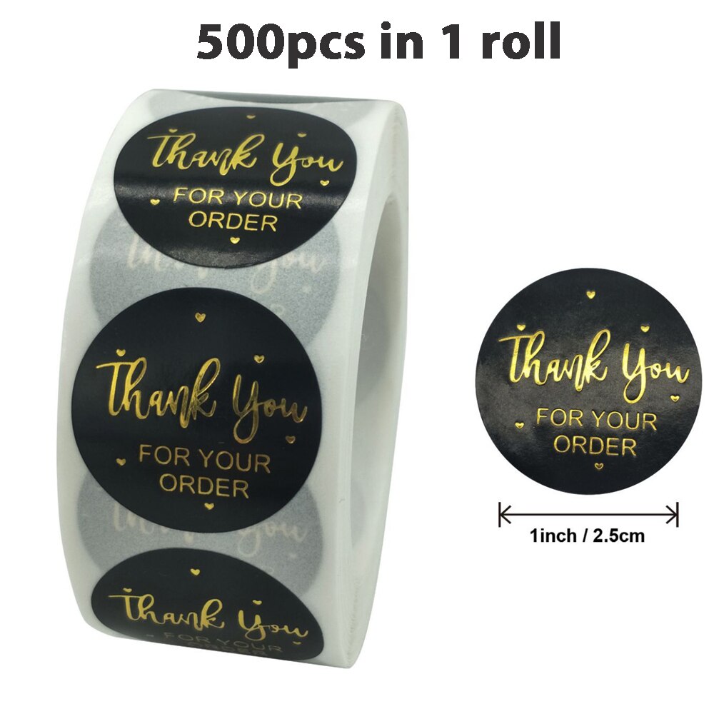 "THANK you for your order"sticker for envelope sealing labels sticker black pink transparent gold sticker stationery supply