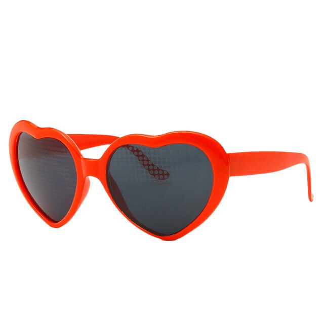Miłość w kształcie serca efekty okulary oglądaj światła zmieniają się w kształt serca w nocy dyfrakcyjne okulary kobiety refrakcja Sunglasse: Czerwony