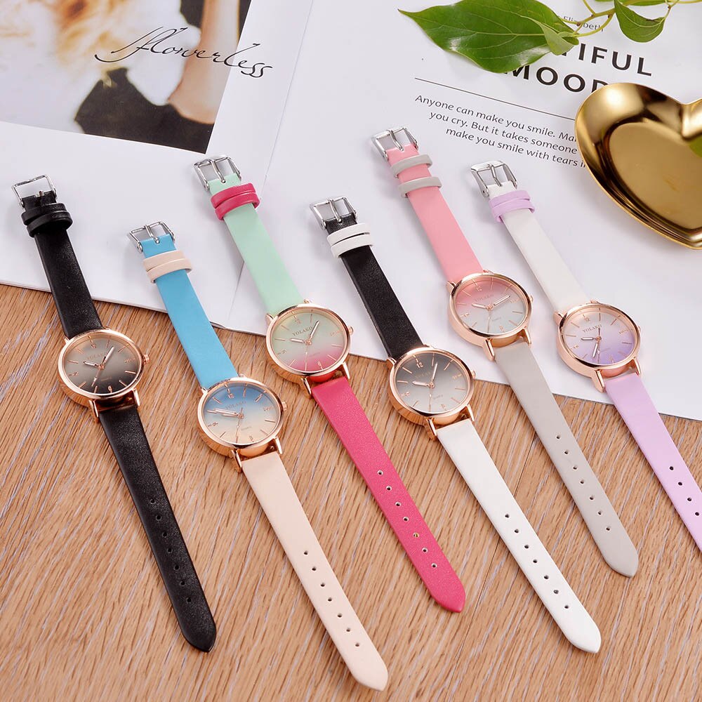 YOLAKO Women Watches Casual Leather Quartz Wristwatch Strap Dress Watch Analog Female Clock Relogio Feminino