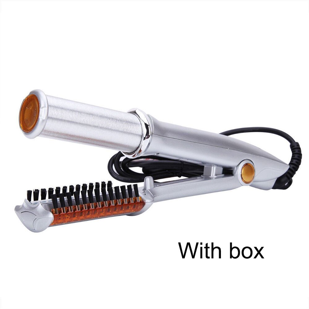 Haar Krultang Max 2-Weg Roterende Haar Krultang 2 In 1 Haar Krultang Stijltang Borstel Smoothing Hair Iron elektrische Haarborstel: Sliver with box / Au