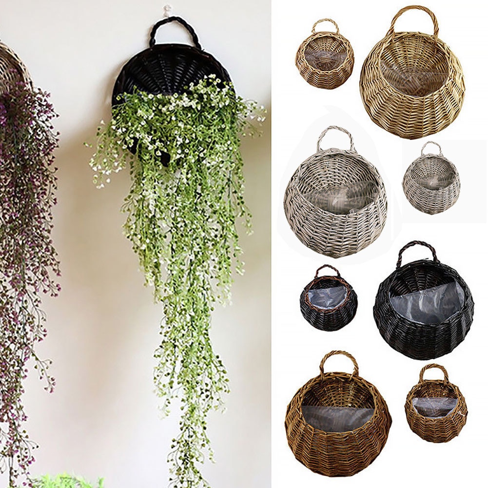 Væghængende naturlig kurve blomsterkurv blomsterpotte planter rotting vase kurv hjem haven væg dekoration opbevaringsbeholder