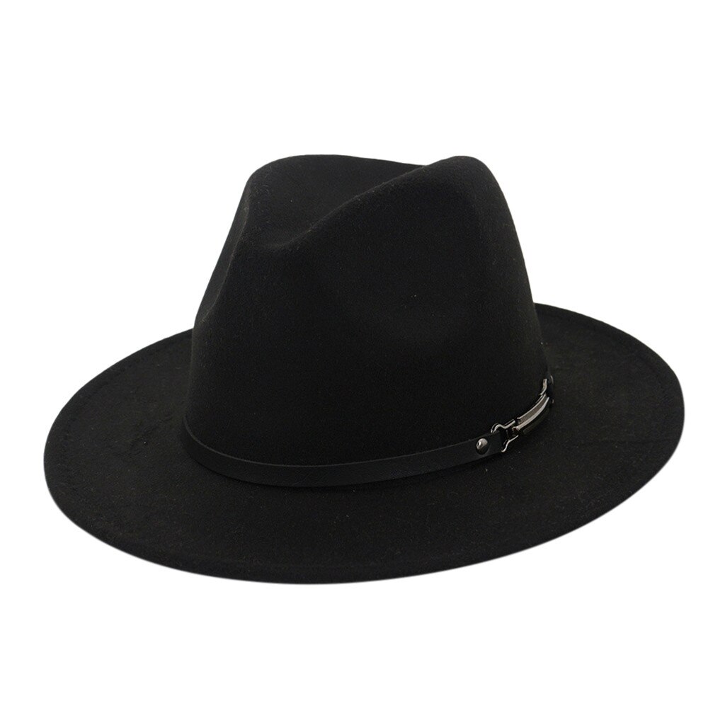 men fedoras women's jazz hat summer spring black woolen blend cap outdoor casual hat: Black Cap