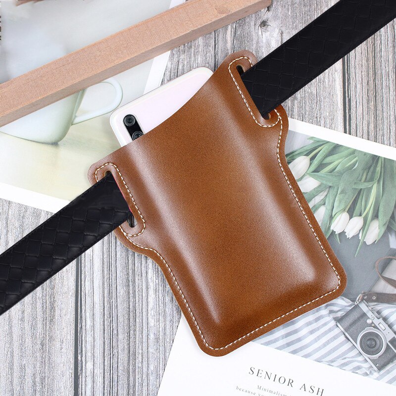 Bolsa de cintura para hombre Accesorios de cuero bolsa teléfono cartera teléfono móvil bucle funda con cubierta cinturón