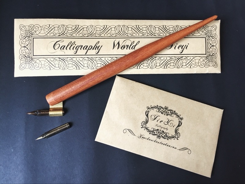 Handmade Solid Wood Copperplate Script Oblique Dip Pen Nib Holder Best Englaish Calligraphy Dip Pen