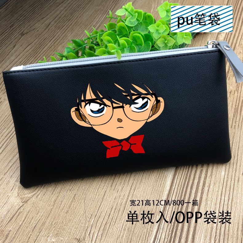 Cartera con estampado de alas de la libertad, monedero largo con cremallera, Anime Attack On Titan: Detective Conan