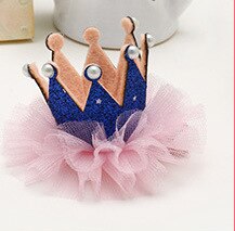 1Pc Baby Meisje Haarspelden Kids Bloem Zachte Elastische Tiara Haarband Kinderen Nylon Hoofdband Leuke Crown Hair Clips Haar accessoires: Blue