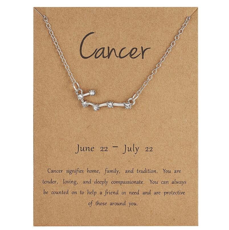 Collares del zodiaco de 12 Constelaciones para mujer, signo del horóscopo, joyería Coreana de circón, Estrella, Galaxia Libra, astrología,: Cancer