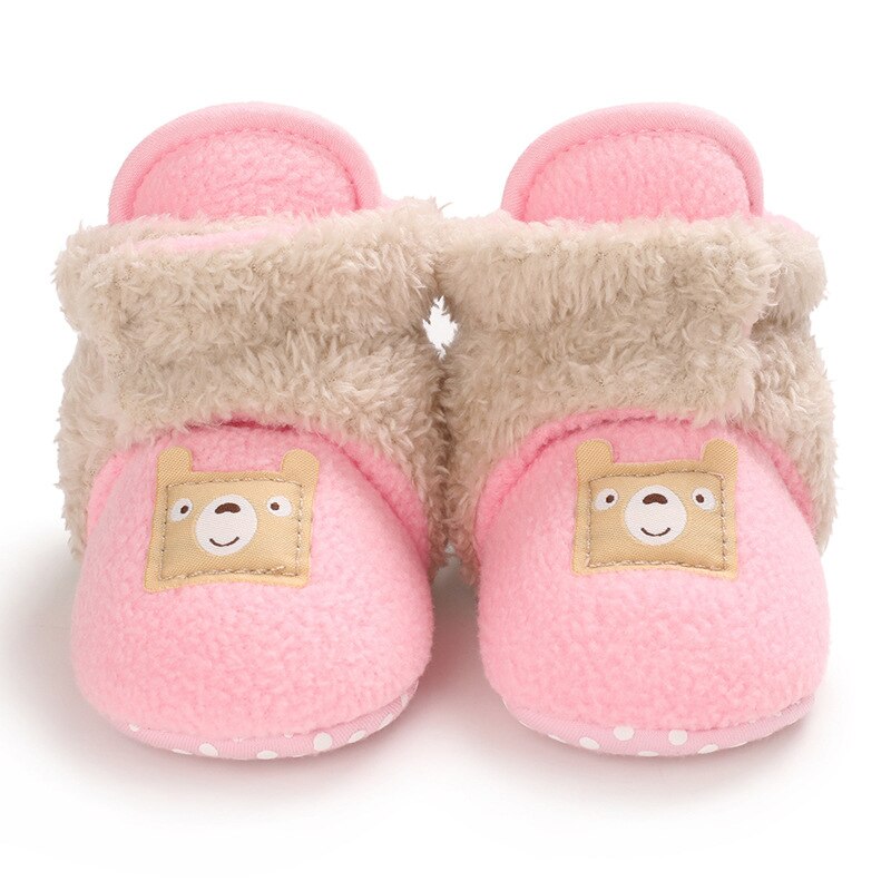 Antidérapant enfants hiver bébé fille chaussures bout rond bottes pour garçon coton enfant en bas âge fille neige cheville slip-on bébé rembourré bottes: pink / 0-6 mois