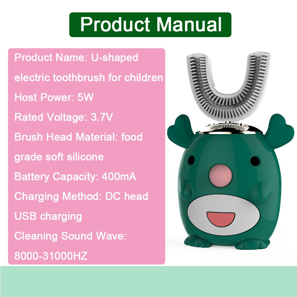 Seelaugh Kinderen Oplaadbare Elektrische Tandenborstel Relatiegeschenk Baby Benodigdheden U-Vormige Elektrische Tandenborstel