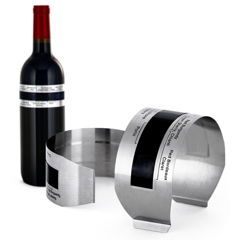 TTLIFE-Bracelet thermomètre domestique en acier inoxydable pour vin, (4 -- 24'C), capteur de température pour vin rouge, outil de Bar