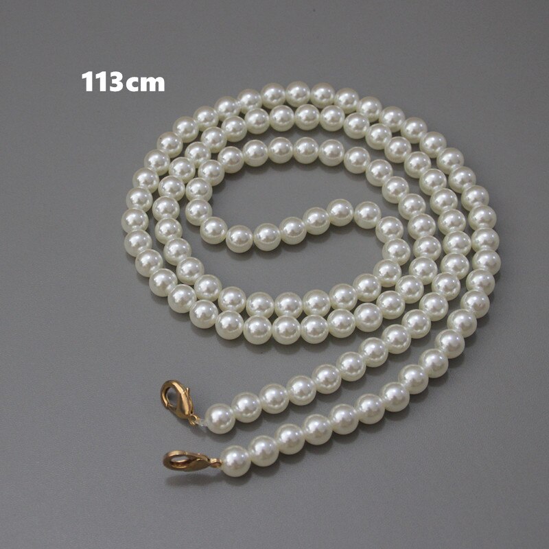 Woman Handbag Accessory White Pearl Chain Replacement Cute Strap Women Shoulder Lovely Round Beads Handle Chain: 113cm