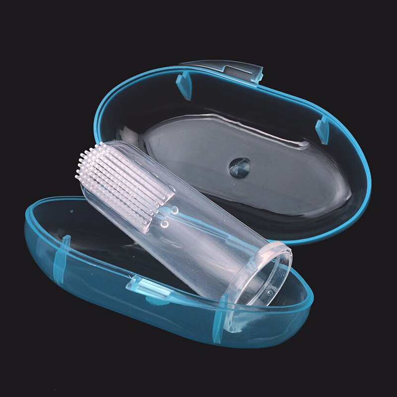 Silicone escova de dentes + caixa bebê dedo escova de dentes crianças limpo macio silicone infantil escova de limpeza de borracha do bebê