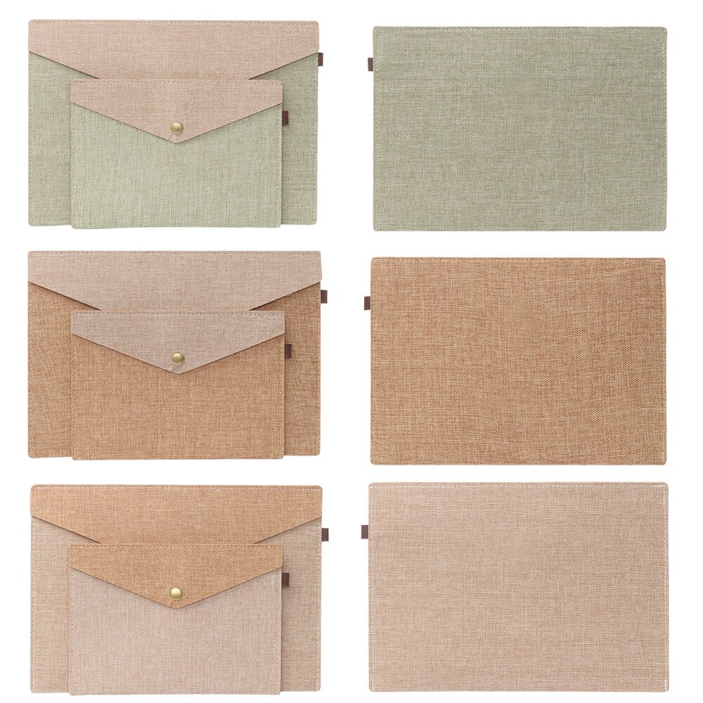 1PC Simple A4/A5 Big Capacity Document Bag Imitation Linen Canvas Felt File Bag Briefcase File Folders Office Supply