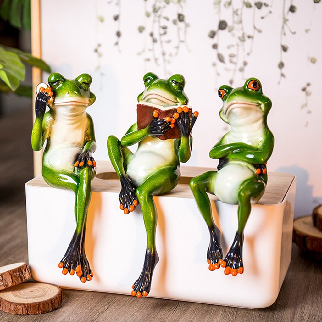 3D Frog Decoration Animal Resin Crafts Figurines Cute Crafts Toy Desktop Ornament