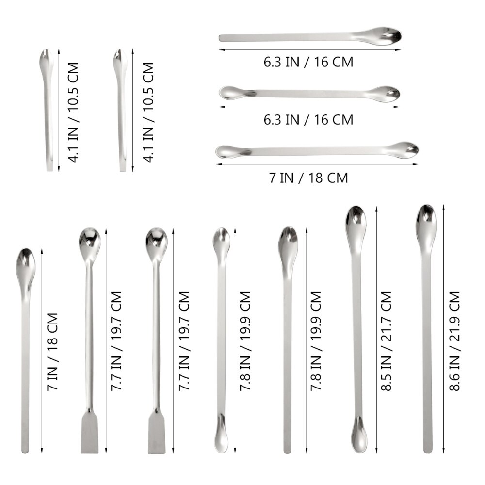 Ukcoco 12 Stuks Rvs Lepel Spatel/Laboratorium Bemonstering Lepel Mengen Spatel Micro Spatel Scoop