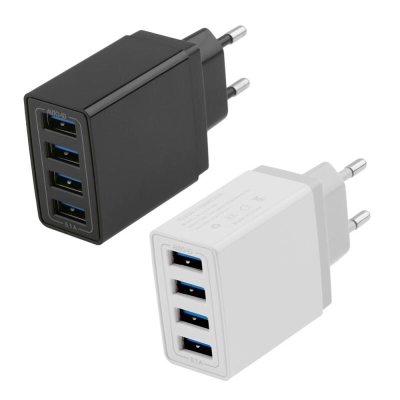 4 Poorten Usb Charger Adapter 5V Eu Plug Mobiele Telefoon Universele Usb Travel Charger Met Indicatielampje Mobiele Telefoon accessoires