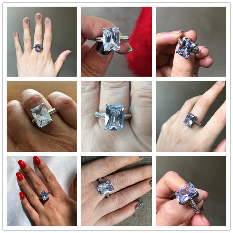 Huitan, nueva , piedra de cristal grande y cuadrado, anillo de novia para boda para mujer, de compromiso de lujo, aniversario, el mejor , anillos grandes
