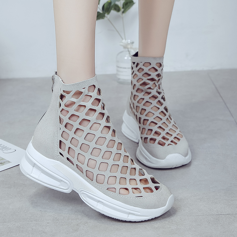 Høydeøkning jente sommer kule støvler kvinner hule myke sko ankelstøvletter for kvinner kvinner sommerstøvler botines mujer
