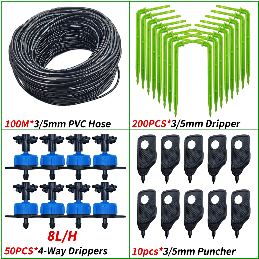 Kas Druppelirrigatie 4-weg 3/5mm Druppelpijl 2-weg Zender Irrigatie Watering Systeem voor Pot Tuin Gazon 10 set/20 set
