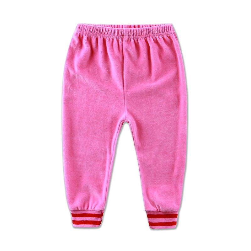 Baby velour långbyxor flickor elastisk midja pojkar byxor barnkläder lite q klädstil för höst och vinter: Orange / 2t