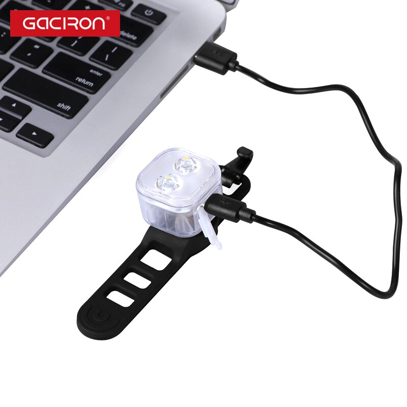 GACIRON-luz frontal de advertencia para bicicleta, linterna de seguridad para bicicleta de montaña, a prueba de lluvia, recargable por USB