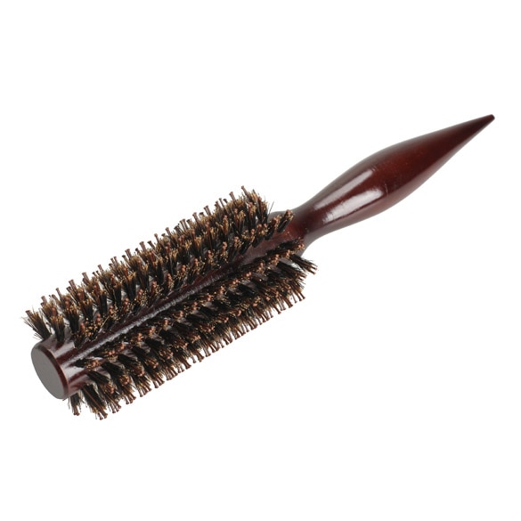 Rodillo peine cepillo de pelo redondo herramienta con mango de madera Cerda Natural cepillo para pelo rizado peine esponjoso peluquería peluquero