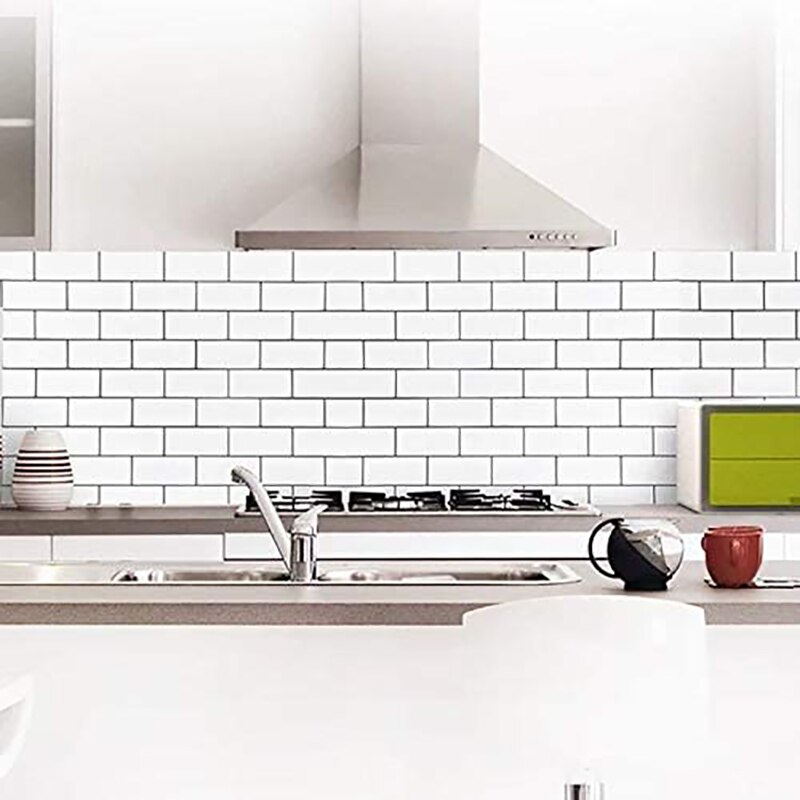 Piastrelle a buccia e Stick Backsplash piastrella della metropolitana per cucina bagno lavanderia rimovibile 3D metropolitana piastrella da parete 5 pezzi