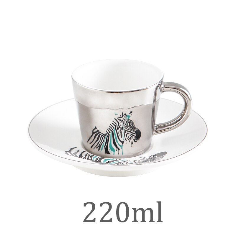 Leopard Anamorphic Cup Mirror Reflection Cup Zebra Mug Luycho Coffee Tea Set With Coaster 90ml-220ml: 220ml3