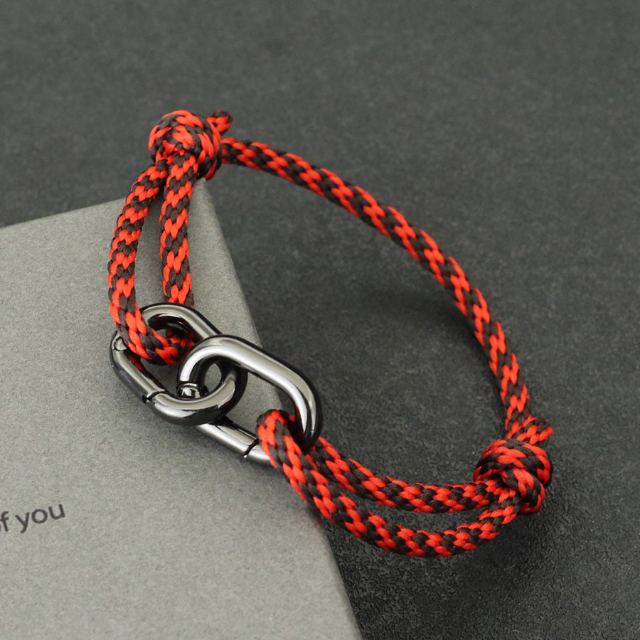 Kreatives Seilarmband für Männer, handgefertigt, verschiebbar, verstellbar, nautisches Armbinde, doppelter Karabinerhaken, böhmisches Armbinde, Homme-Zubehör: Hellgelb Gold Farbe