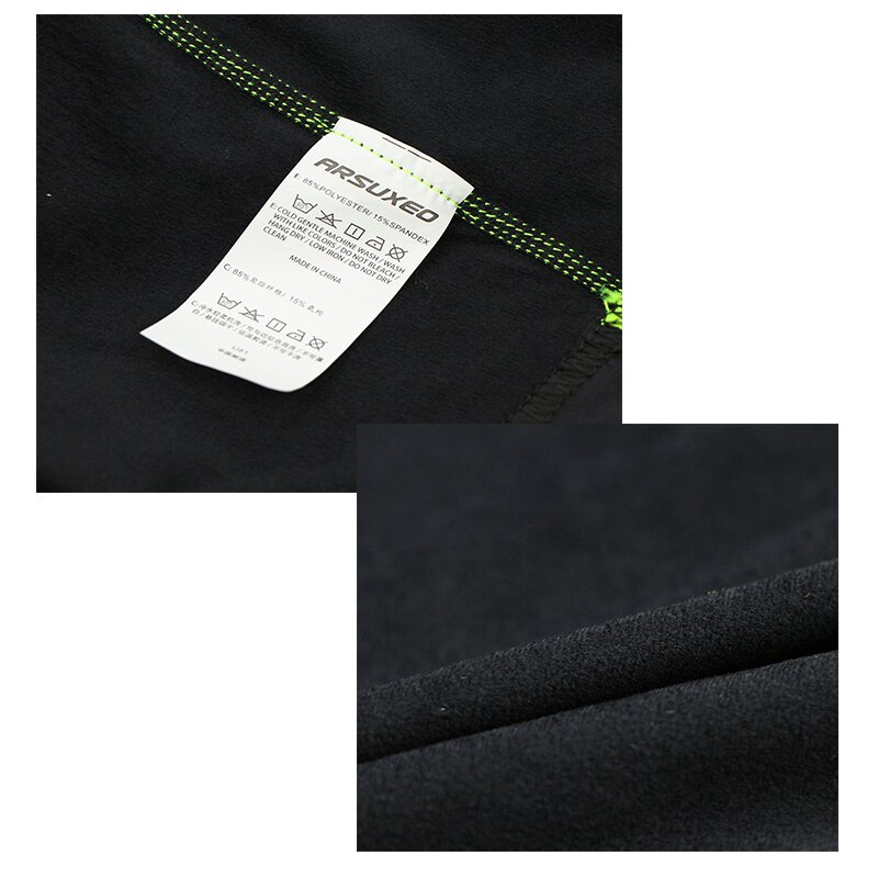 Arsuxeo mænd vinter kompression løbeskjorte langærmet sports løbetights fleece base layer workout gym skjorter toppe  u81s