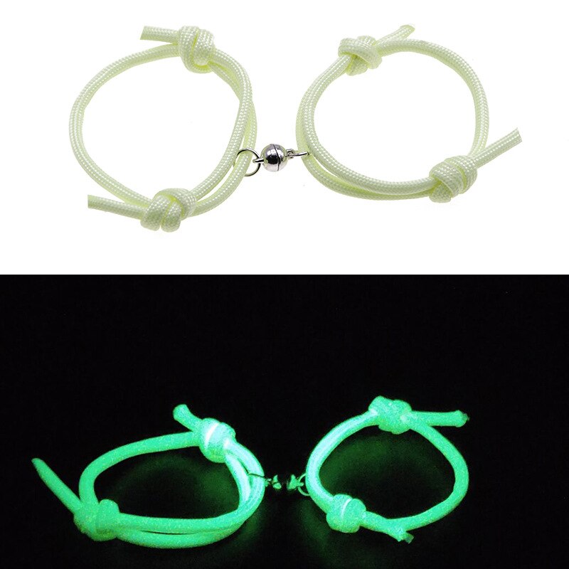 Koppels Lichtgevende Armbanden Fluorescerende Glow In The Dark Shiny Eed Armband Vrouwen Touw Weven Magneet Trekken Minnaar Sieraden