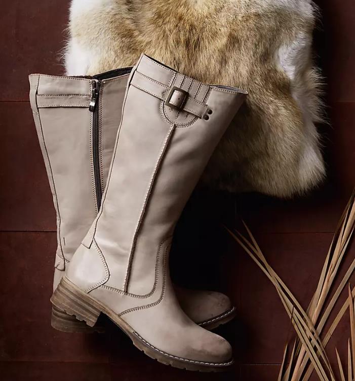 Femmes bottes PU sur le genou bottes femme boucle frange mince cuissardes plat talon bas hiver femmes chaussures TW110