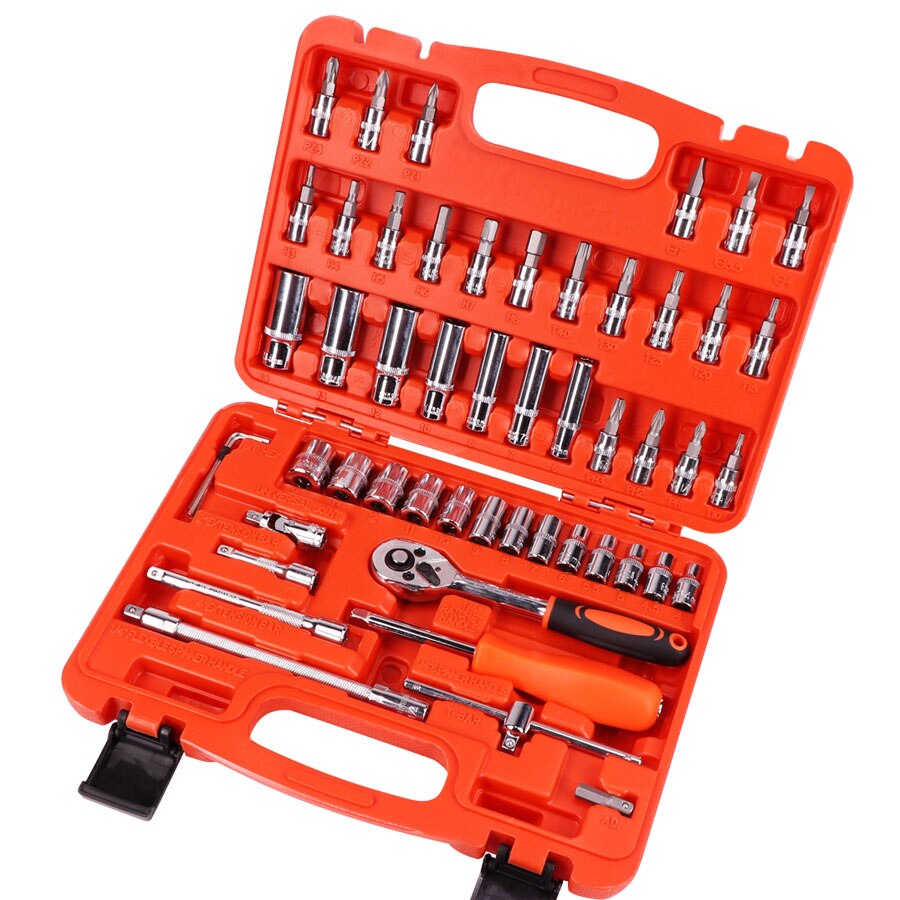 MX-DEMEL 53pcs Combination Tool Wrench Set Car Repair Tool Sets Batch Head Ratchet Pawl Socket Spanner Screwdriver Socket Set