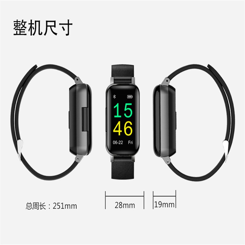 L818 Smart Horloge Draadloze Bluetooth Oortelefoon Slaap Monitoring Armband Smartband Polsbandje Horloge Band Fitness Tracker Band