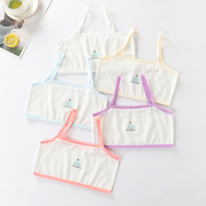 Soutien-gorge Double couche en coton pour enfants, sous-vêtements pour adolescentes de 8 à 16 ans, 5 pièces/lot