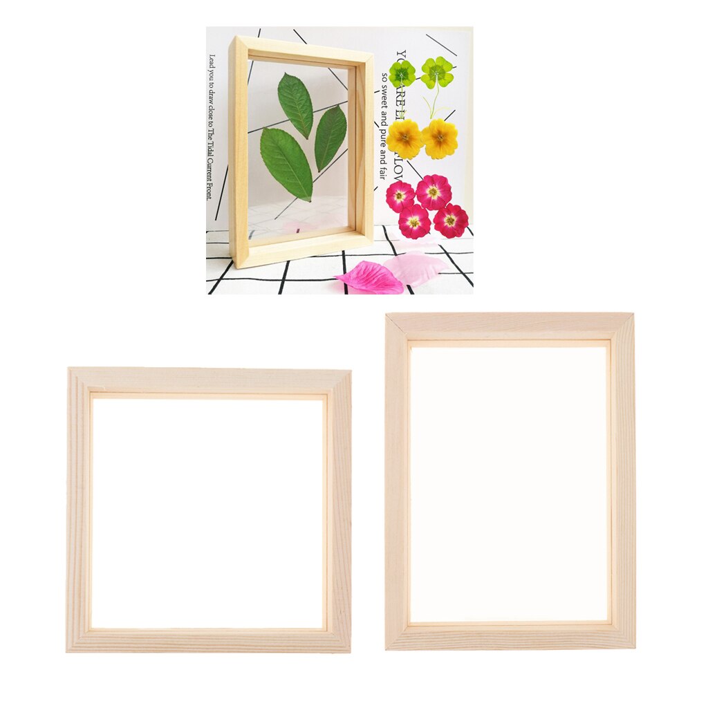 double-sided glass specimen transparent wooden frame 2Pcs