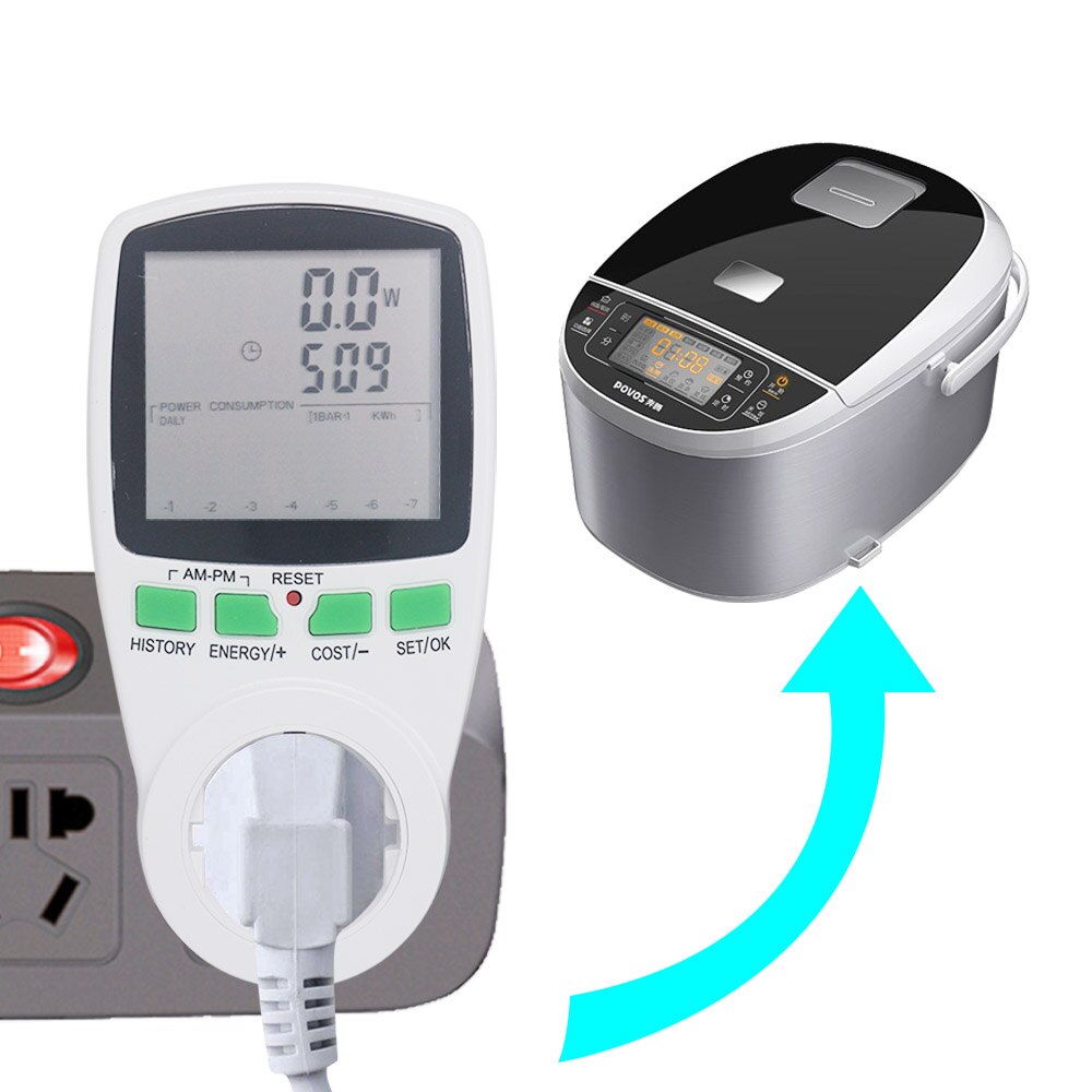 AC Power Energy Meter Digital Wattmeter Monitor Electricity Cost Power Consumption Watt Energy Meter Socket Analyzer