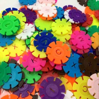 400 Stks/partij 3D Plastic Building Sneeuwvlok Puzzel Kids Vlokken Grijpende Plastic Disc Set Bouw Kinderen Speelgoed