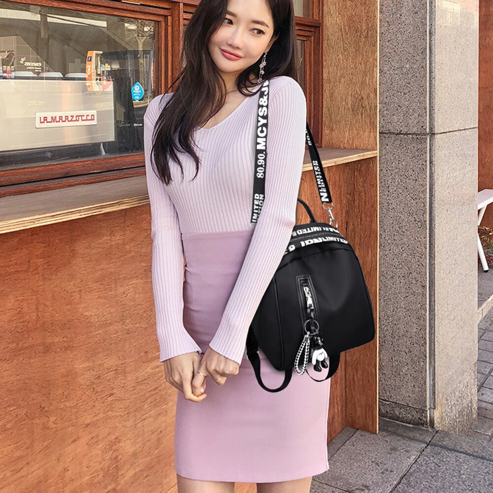 Kvindelig anti-tyveri rygsæk klassisk bjørn ornamenter oxford klud ensfarvet rygsæk rejse rygsæk taske