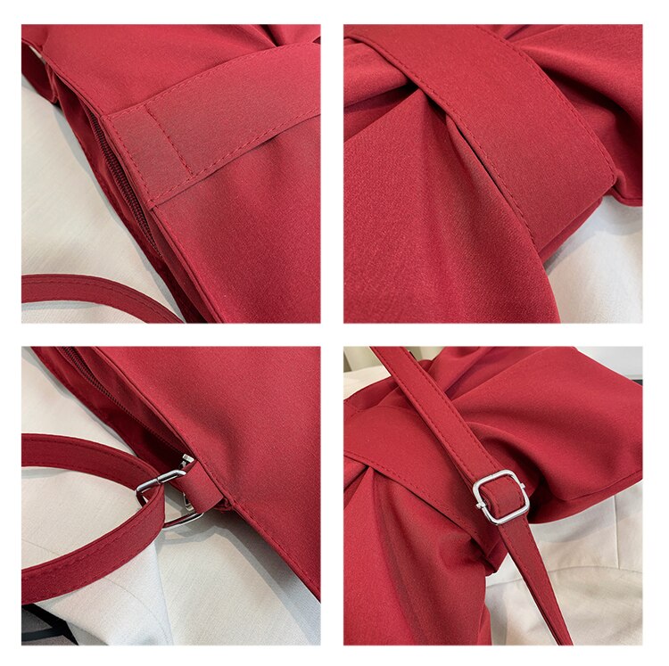 Geräumige damen-umhängetasche, schlichte einfarbige schleifen-schultertasche, Jahrgang-damen-freizeittasche.