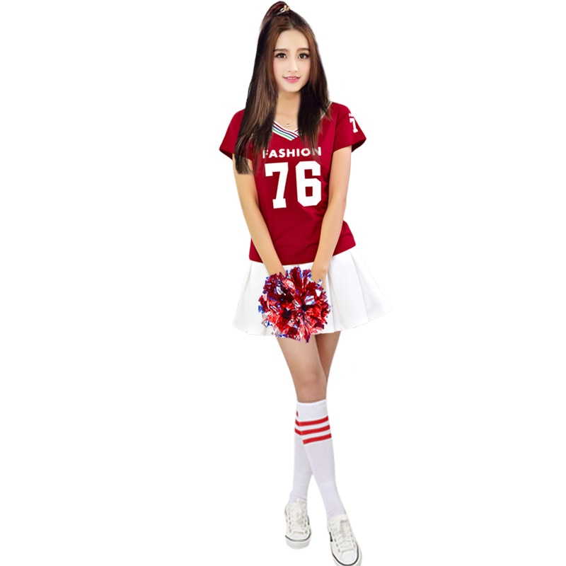 Cheerleader Costume Cheerleading clothing costumes Cheerleader Dress dance football basketball costume cheerleading Costume: Red / XXL