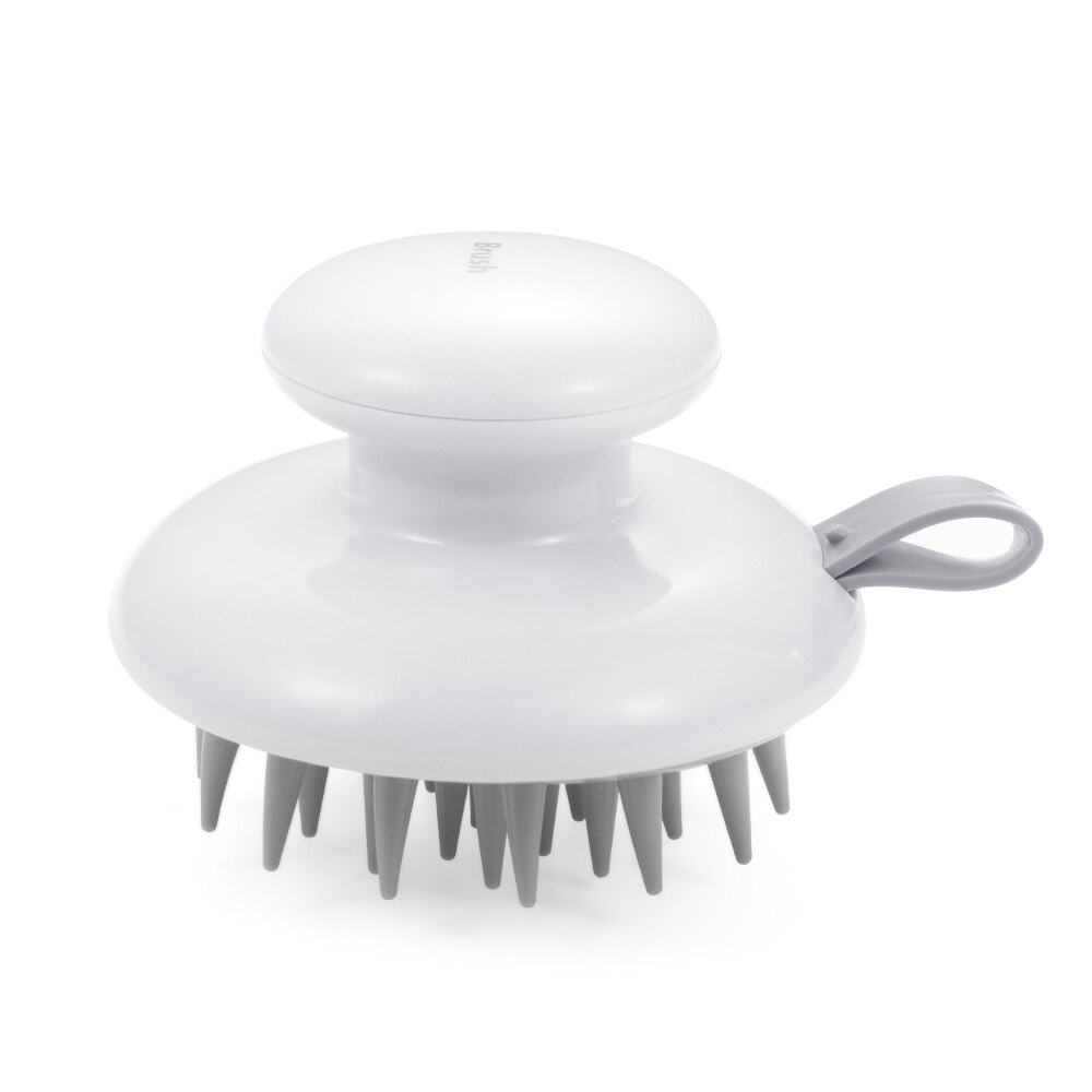 1Pc Siliconen Shampoo Massage Borstel Handheld Hoofd Body Hoofdhuid Haar Kam Wassen Douche Borstel Bad Spa Cleaning Borstels: white -B