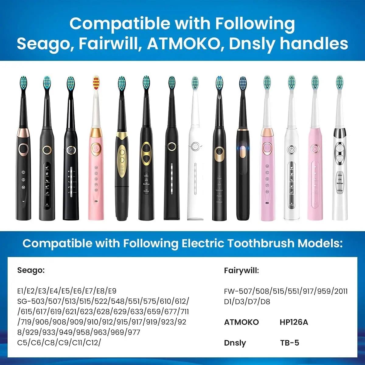 3-30 Electric Toothbrush Replacement Heads Compatible With Fairywill Electric With FW-507/508/551/515/917/959/D1/D3/D7/D8