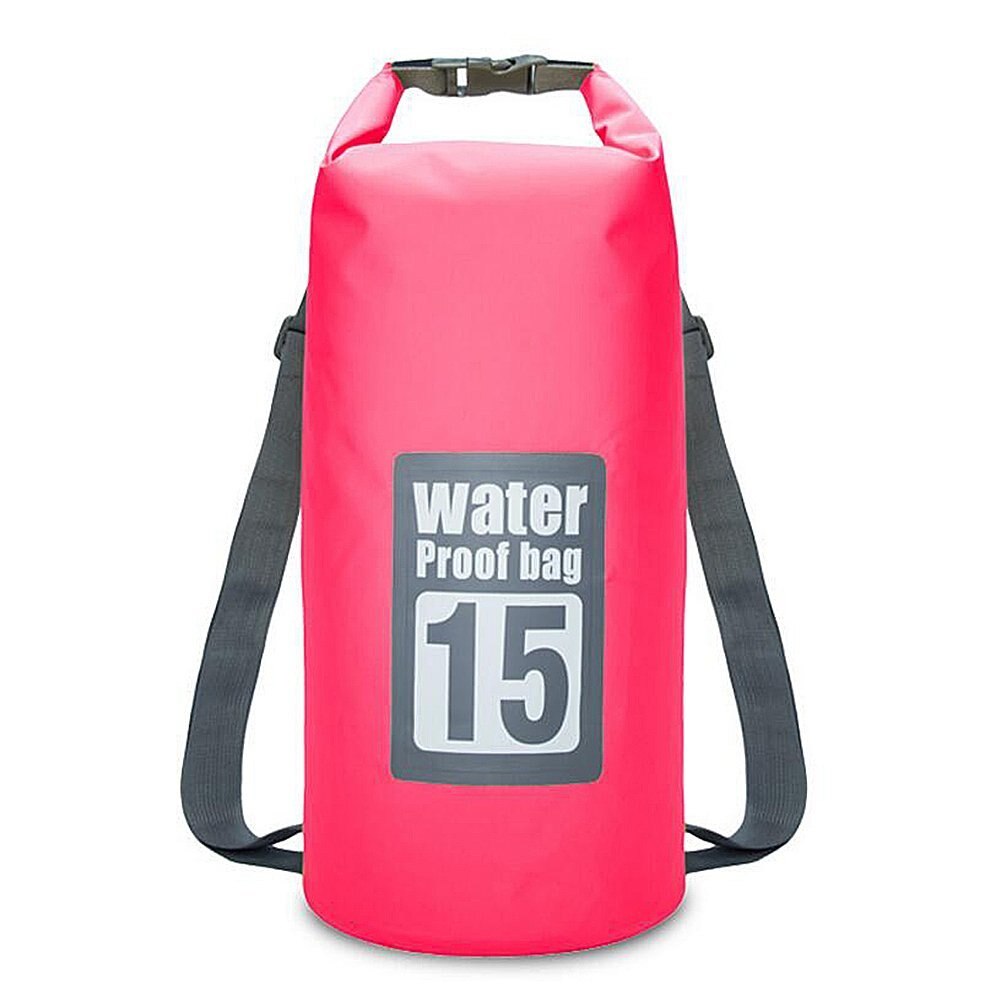 Sacs étanches 5l, 10l, 15l, 20l/30l, sac sec de rangement pour canoë, Kayak, Rafting Sport de plein air, Kit de voyage, sac à dos: 15L-Pink