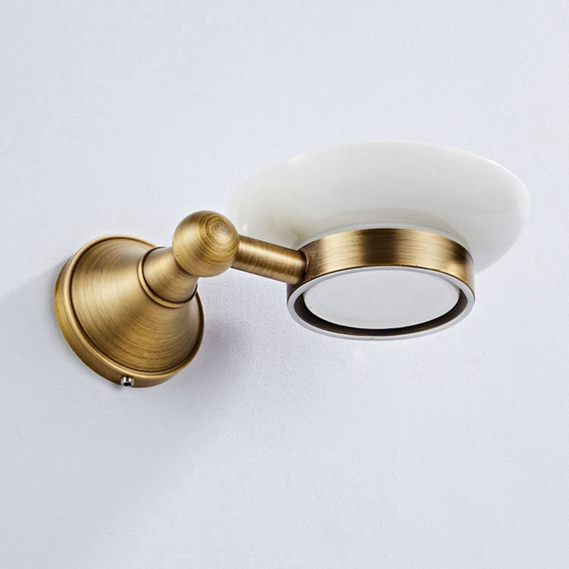 Jabonera antigua de bronce cepillado para baño, soporte para platos, jabonera de cerámica para inodoro