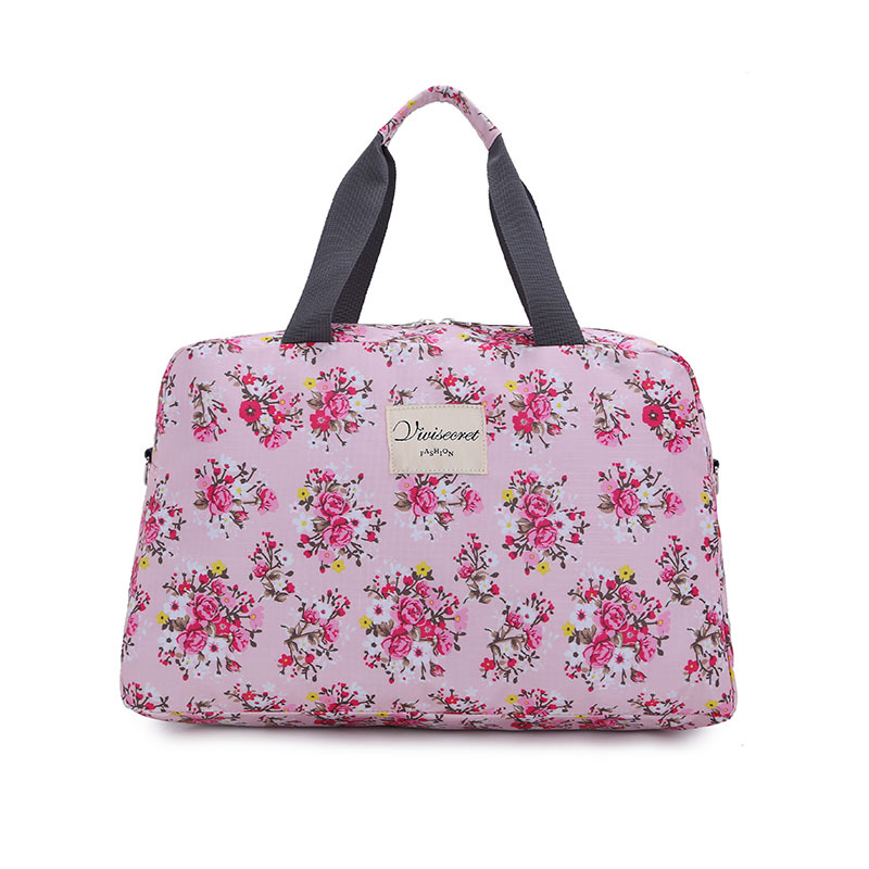 Scione kvinder rejsetasker håndtasker bærbar kuffert taske blomsterprint duffel tasker vandtæt weekend duffle bag: Lille rose