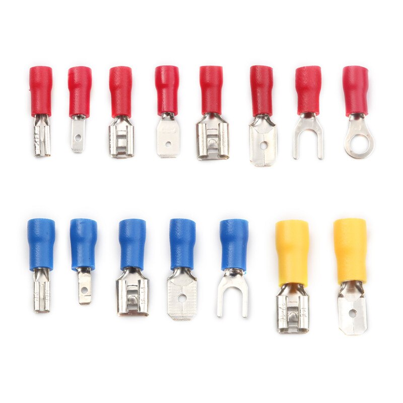 280 stk crimp spade terminal assorteret elektrisk ledning kabelstik sæt crimp spade isoleret ring gaffel spade butt terminal sæt