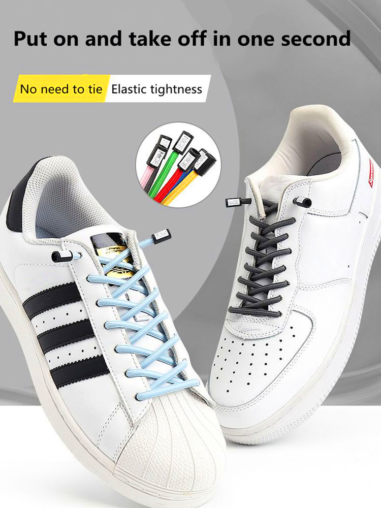 Joli verrouillage lacets sans attaches lacets élastiques baskets enfants adultes lacets de chaussures rapides bandes de caoutchouc rondes sans cravate chaussures