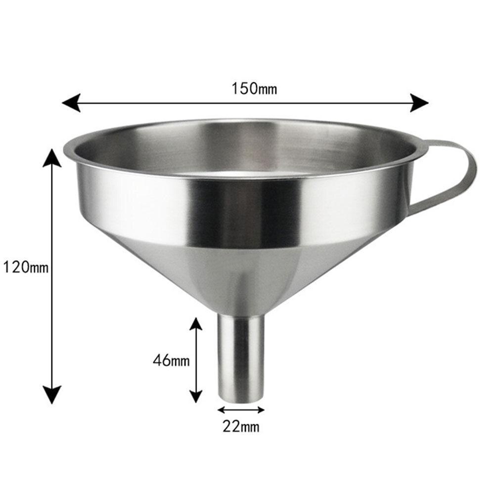 1 x rustfrit stål køkken mini tragt lille mund til vin olie påfyldning spiritus flaske dåse køkken køkkenredskaber filter lækage: 15cm